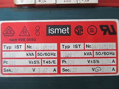 Trafo ISMET IST pri 220 V AC -+ 5 % sek 120 V 2,67 A 320 VA KOST-EX T9/633