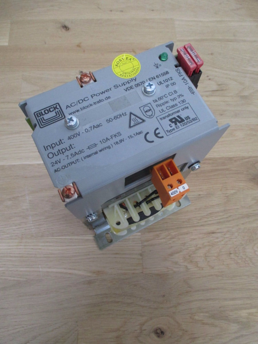 Trafo Block Power Supply input 400 V AC output 24 V DC 7,5 A KOST-EX T9/61