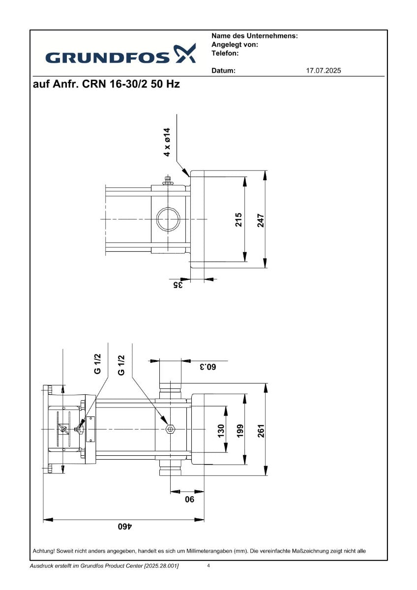 Grundfos CRN 16-30/2 A-P-G-BUBE Druckpumpe 3x380V 2,2kW P16/552
