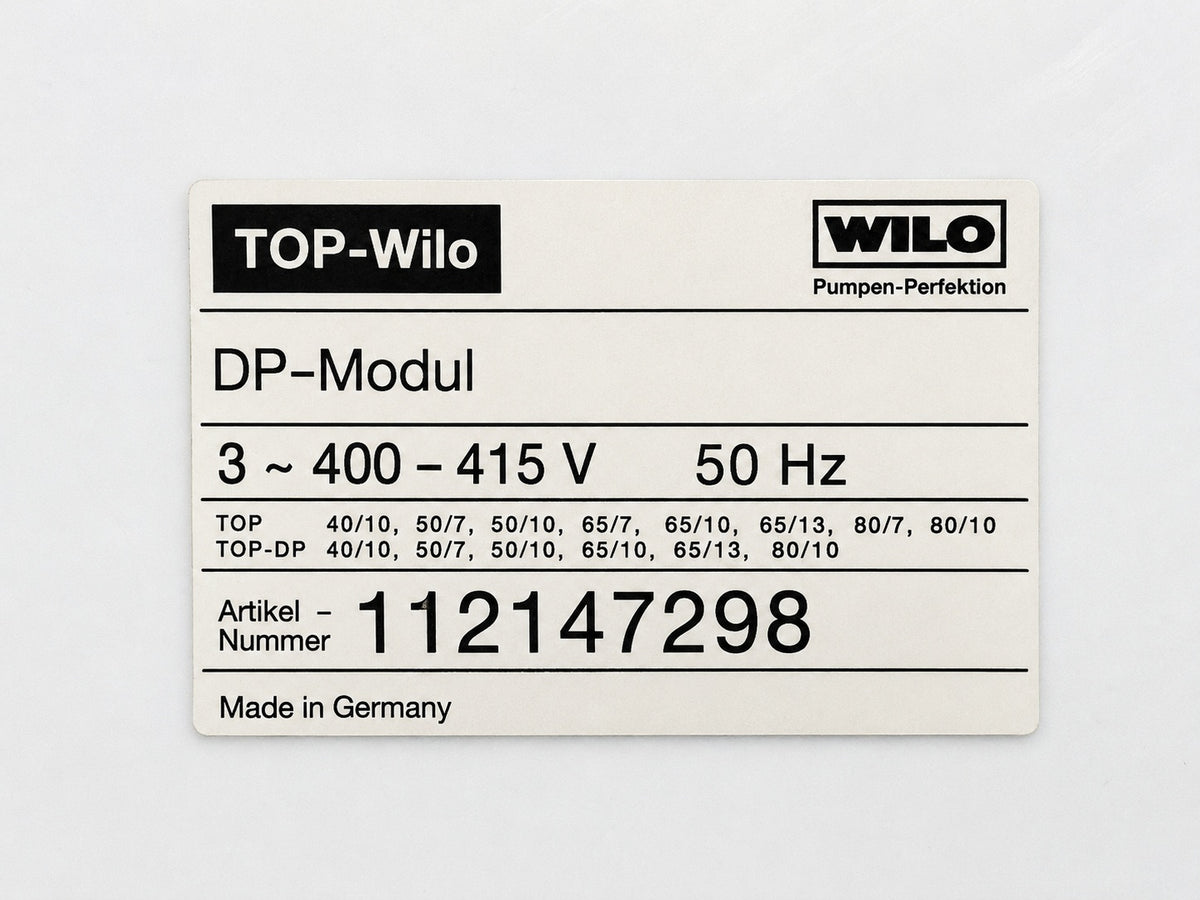 Wilo DP-Modul für TOP / TOP-DP Umwälzpumpen 3×400 V Nr. 112147298 S14/20