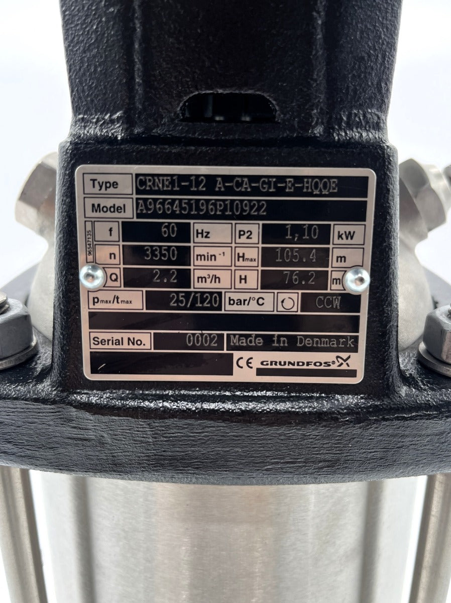 Grundfos CRNE 1-12 A-CA-GI-E-HQQE Druckerhöhungspumpe 1x230 V P15/283