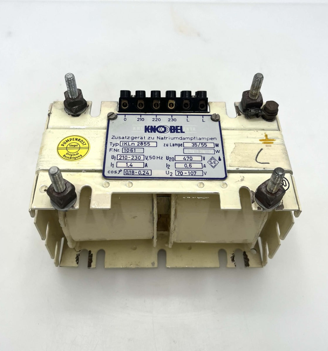 Knobel IKLn 2855 Trafo Zusatzgerät Natriumdampflampe Drossel 210-230V auf 470V, 70-107V T9/248