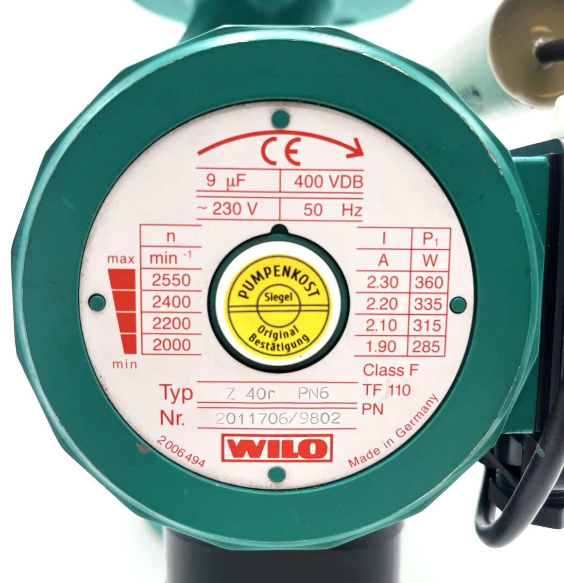Wilo Z40 r 250 1x230V Zirkulationspumpe Brauchwasserpumpe P9/508
