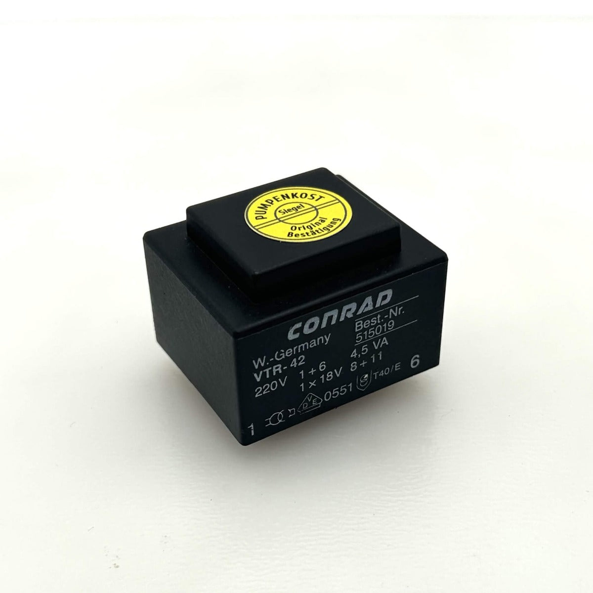 Conrad Trafo VTR-42 515019 pri 220 V sek 1x18 V 4,5 VA T9/593