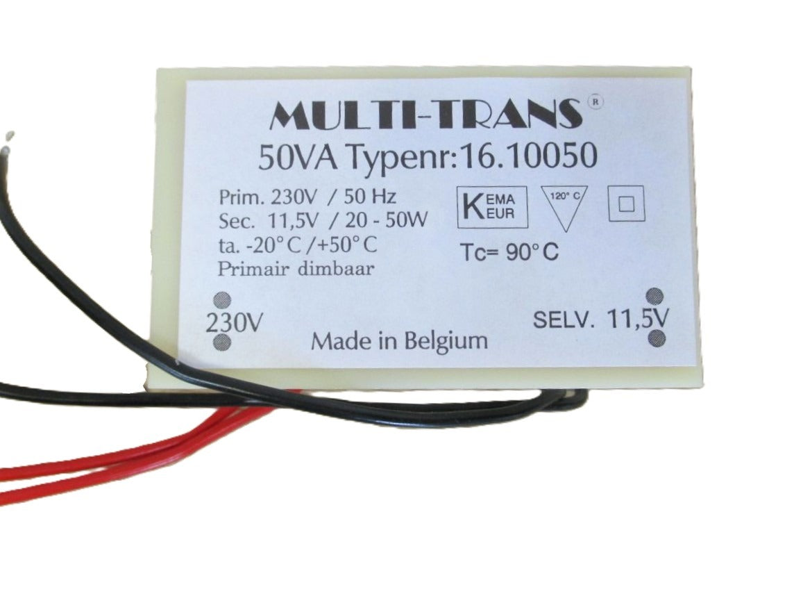 Multi-Trans 50VA Typenr: 16.10050 pri. 230V sek. 11,5V Halogen Trafo K18/267