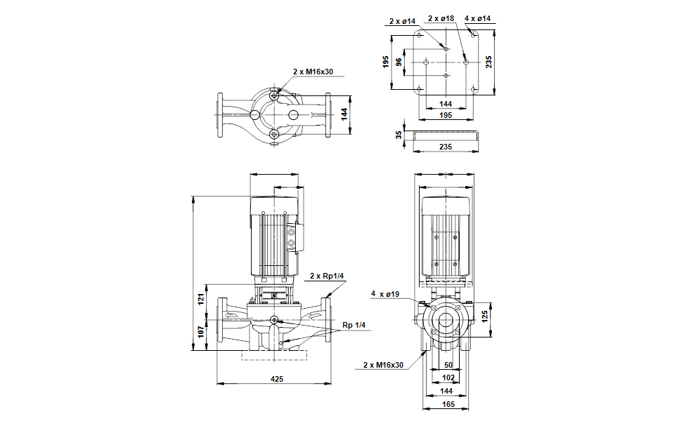 Grundfos LM 50-200/189 Inlinepumpe 3x400V Druckerhöhungspumpe P14/451