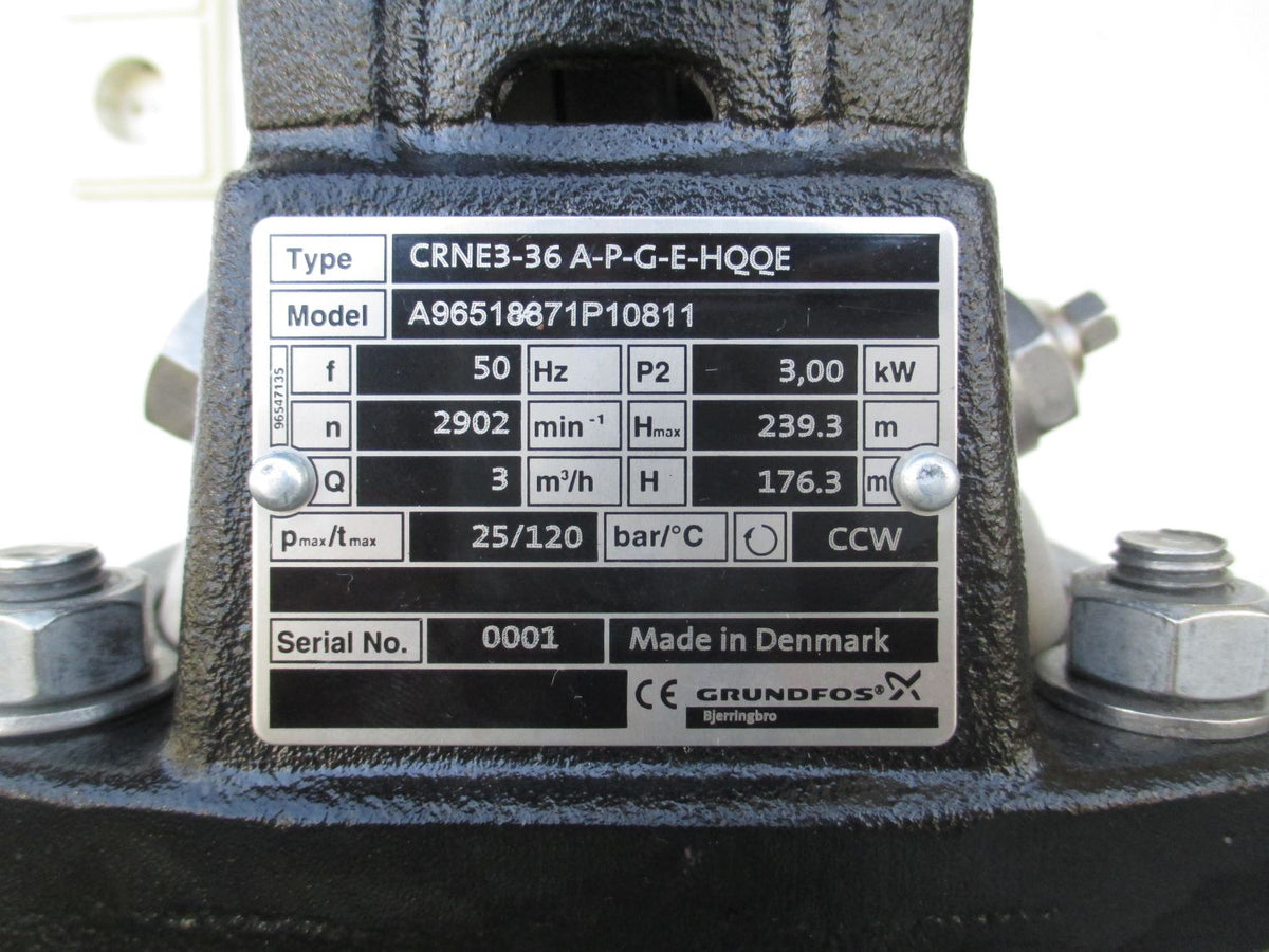 Grundfos CRNE 3 - 36 A-P-G-E-HQQE Druckerhöhungspumpe 4 kW 3 x400V P15/542