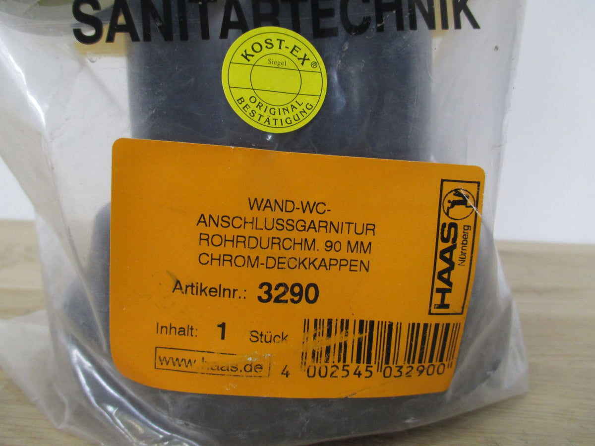 Haas Wand WC Anschlussgarnitur Set 90 mm Chrom - Deckkappen Pumpenkost S17/42