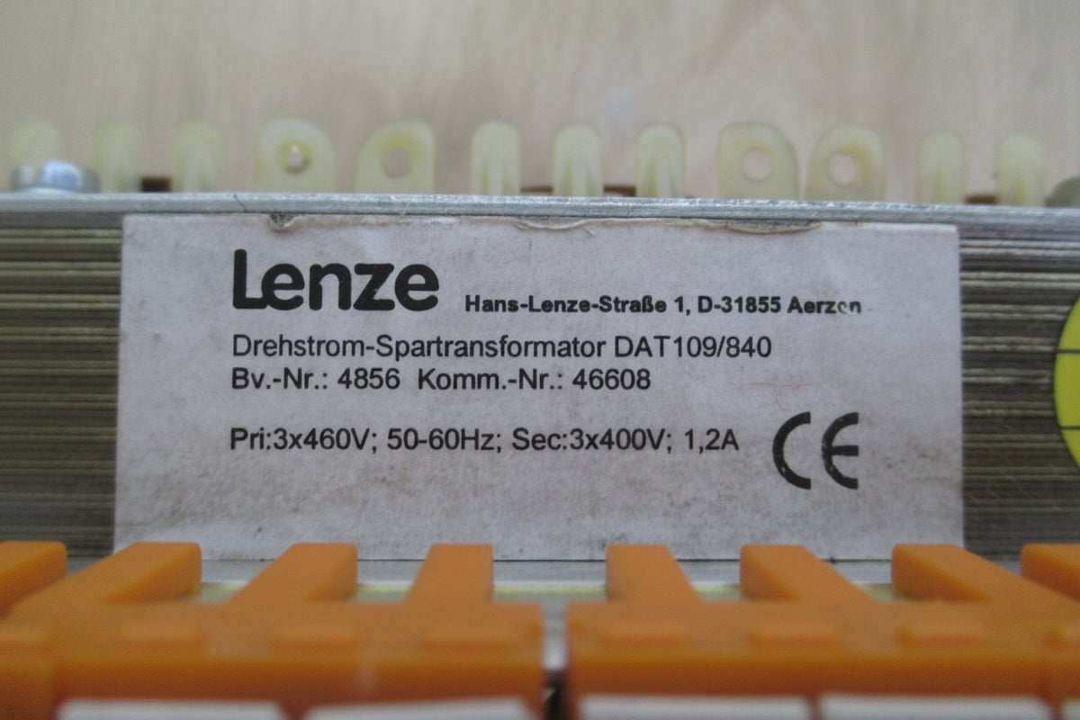 Spartrafo Lenze DAT109/840 pri 3 x 460 V sec 3 x 400 V 1,2 A T10/206