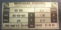 Riedel RST 500 Trafo 380/400/420V auf 230V 500 VA – Transformator  T10/244