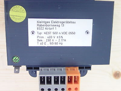 Trafo Transformator Kleintges KEST 500 pri. 400 V sek. 230 V 2,17 A 500 VA   T12/7