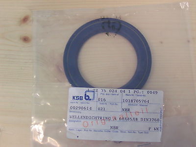 KSB Wellendichtring A 60x85x8 DIN 3760  Art. Nr. 290614 NBR Dichtung S12/51