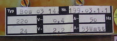 Trafo BOS 03 14 primär 220 V sekundär 24 V DC Transformator 53 W    T10/253