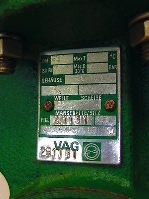 Vag Ventil DN 65 Hahn 291131 DN 65 Drosselklappe Getriebeventil S13/40