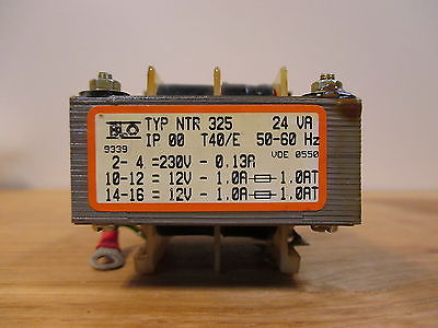 Trafo BLO NTR 325 24 VA pri. 230V AC  sec. 2x12V  1A Zweikammertrafo  T13/26