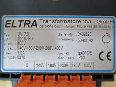 Eltra Transformator DV 7,0  Trafo  pri. 400V  sek. 140/180/230/280/400V  T9/771