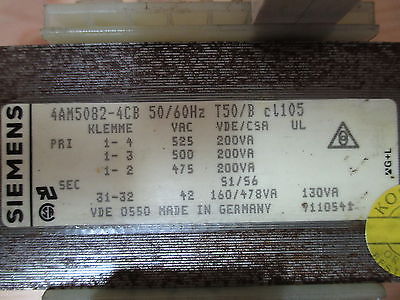 Transformator  4AM5082-4CB  Trafo  pri.475/500/525 V  sek.42 V  130 VA  T9/809