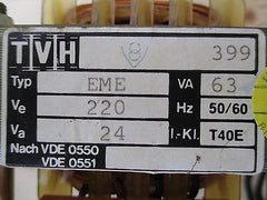 TVH Transformator  EME 399  Trafo Trenntrafo  pri.220 V  sek.24 V  63 VA  T9/818