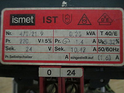 Transformator IST  Regel - Trafo  pri.220V +/- 5%  sek.0-24V AC  250 VA  T9/953