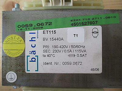 Bächli Transformator  ET 115  Trafo  pri.200/230/400 V  sek.230 V 115 VA  T9/687
