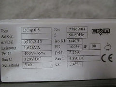 Transformator  DCsp 0,5  Trafo  pri.400 V +/- 5%  sek.320 V DC  1620 VA  T9/882