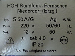PGH Transformator  S 50 A / G  Trafo  pri.220 V  sek.12 V  4 A  50 VA  T9/893