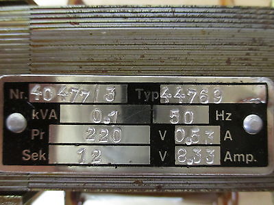 Brandt Typ 44769 Transformator Trafo  pri. 220 V  sek. 12 V  100 VA T9/807