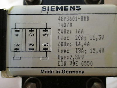 Siemens Transformator  4EP3601-8DB  Trafo  Netzdrossel  16 A  3 - phasig  T9/831