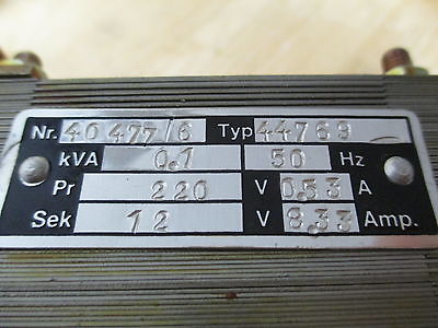Trafo Brandt 44769 pri 220 V sek 12 V 100 VA 8,33 A Transformator KOST-EX T9/932