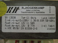 Transformator Hogenkamp EI 84 / b pri. 2 x 120 V sek 2 x 12 V 148 VA  T9/955
