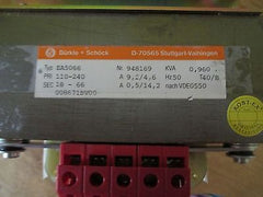 Trafo Bürkle+Schöck Nr 948169 Typ EA5066  prim110-240 V  sec18-66V 960VA T9/65
