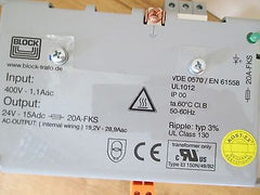 Transformator Block  Typ EI 150N/49/B2   505090 pri 400 sec 24 V 15 A DC T9/63