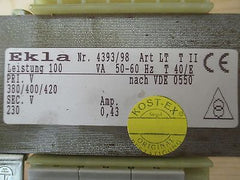  Trafo Ekla 4393/98 pri 380/400/420V  sec 230V AC 100VA T9/701