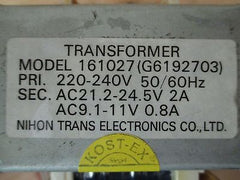 Trafo Nihon Trans  161027  pri 220 - 240 V sec 21,2-24,5V 9,1-11V AC  T9/961 