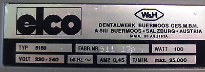 Elco 5150 Transformator  Pri 220 - 240 V 100 VA Dental  T10/210