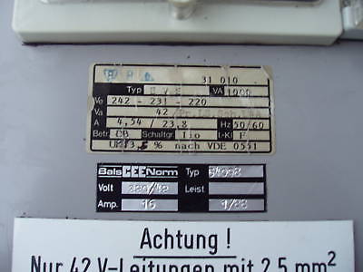 Transformator Trenntrafo Trafo 230 V sek 42 V 1 kVA     T9/80