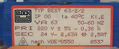Transformator Trafo Block 220 V sec 24 V 63 VA Bestnr.:T10/270