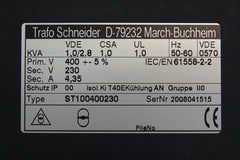 Schneider ST100400230 Trafo Pri. 400 V Sec. 230 V 1 KVA T10/205