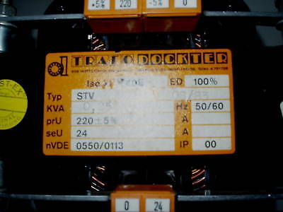 Trafo pri 200 220 240 V sek 24 V 0,25 kVA  Dockter T9/458