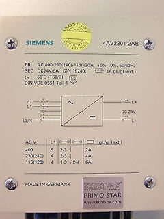 Siemens 4AV2201-2AB Trafo  Pri 400 V 230 V sec 24 V 5 A  T9/498