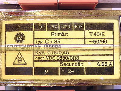Cx35 Nr. 162224  Trafo 220 V sec 24 V 6,66 A 160  kVA  T10/296