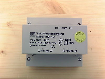 Trafo Gleichrichtergerät Model 1001-121 pri 230 V sek. 12 V 1 A Bestnr.: T9/541