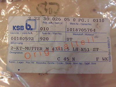 KSB 2 KT - Mutter M 43 X 1.5 LH N 51 ST  Id-Nr. 00180592 S13/76
