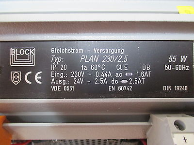 Block Transformator  Plan 230/2,5  Gleichstrom Trafo  pri.230V  sek.24V  2,5A  T9/638