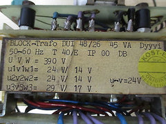 Block Transformator  DUI 48 / 26  Trafo  pri.390V  sek.24 und 29V  45VA  T9/787