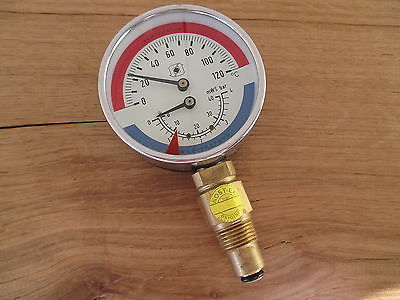 Temperatur Wasserstand TIRA 40 G1/2  Manometer 4 bar 120° C Heizkessel  S13/282