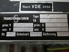 Transformator  TEI 130b  Trafo  pri. 220 / 240 V  sek. 12 V  340 VA  T9/942
