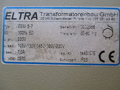 Eltra Trafo ESM 5-7  für Ventilator pri.230 V  sek.105/130/145/160/230 V  T9/948