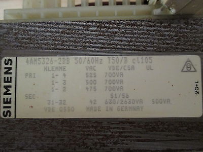 Transformator  4AM5326-2DB  Trafo  pri. 525/500/475 V  sek. 42 V  500 VA  T9/872