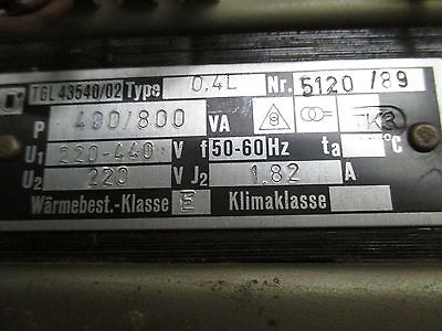 Transformator  TGL 43540/02  Trafo  pri.220-440 V  sek.220 V  400/800 VA  T9/930